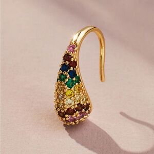 Gold Teardrop Earrings with Colorful Gemstones